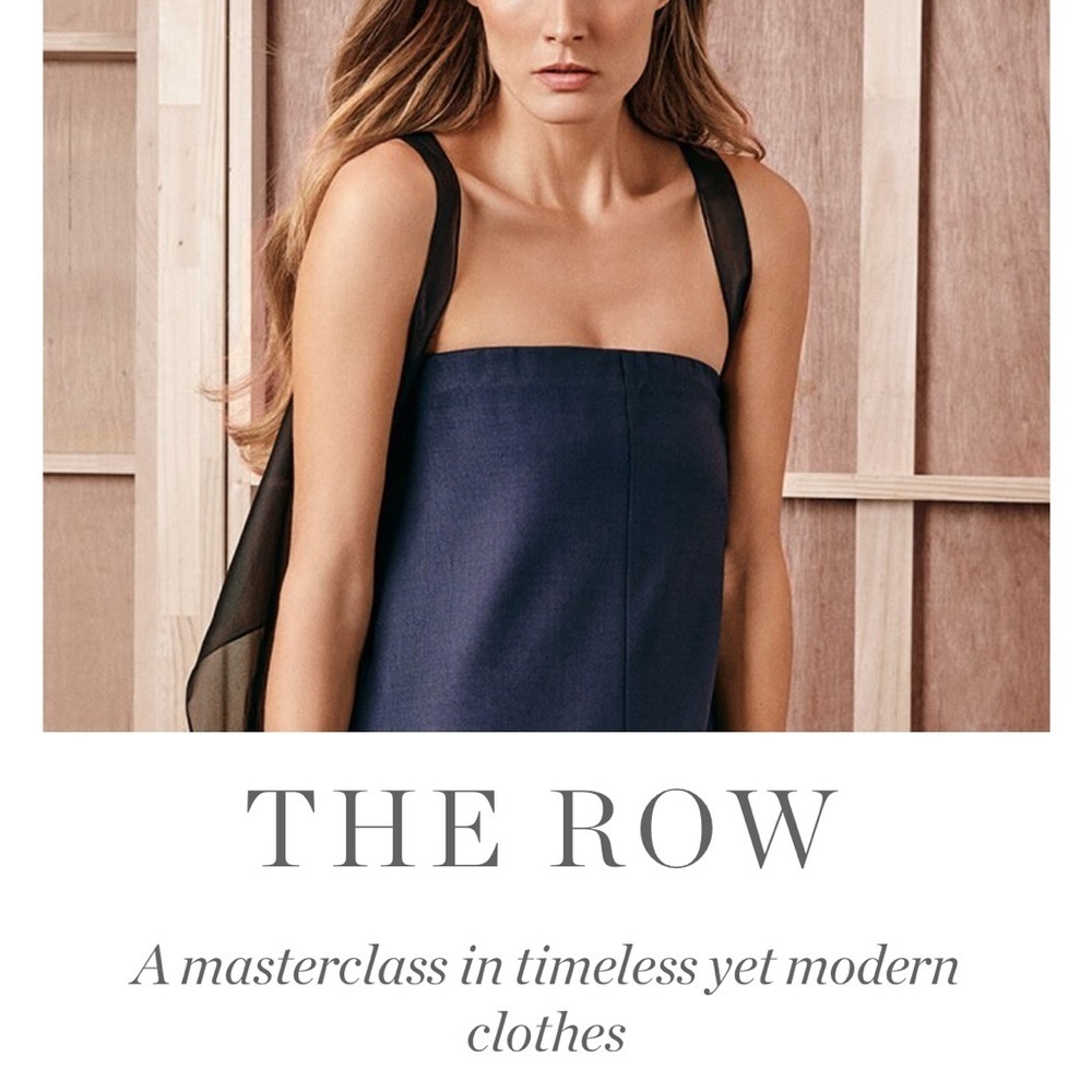 The Row Liu Bi-Stretch Virgin Double Wool Strapless Wide Leg Navy Blue Jumpsuit - Picture 3 of 7